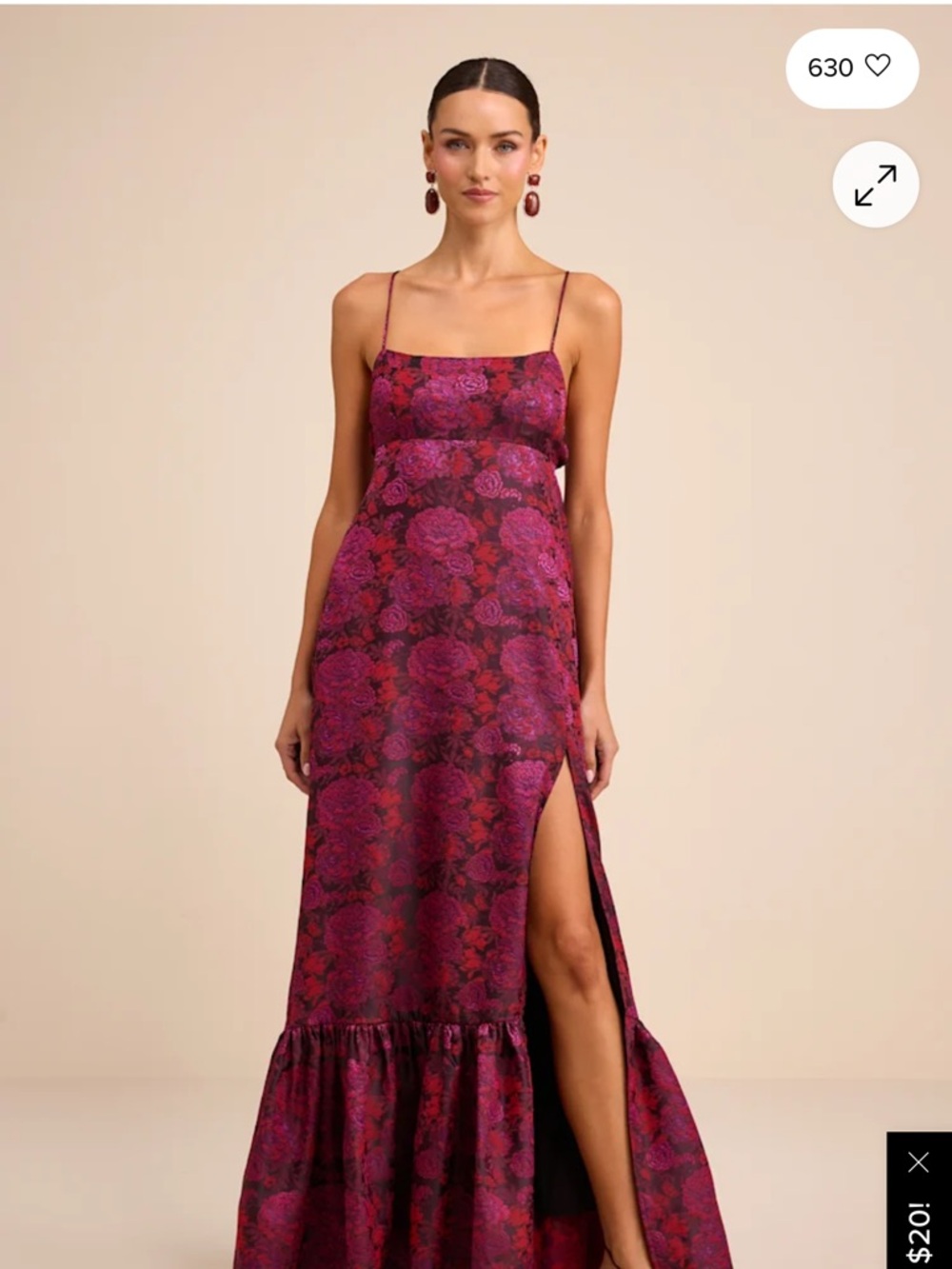 Lulus Spaghetti Strap Floral Maxi Dress in Berry Pink